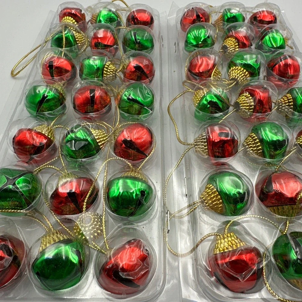Lot Of 2 Festive Metal Red Green Jingle Bell Garland‎ Christmas Decoration